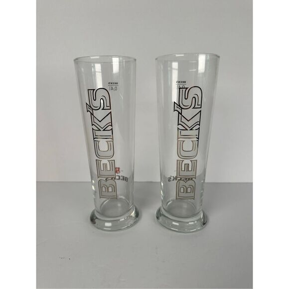BECK'S set of 2 -0.4 liter bar pub beer glasses - Picture 1 of 3